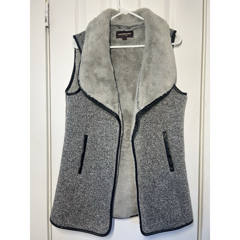 Johnston & Murphy Women’s Small Open Front Vest Knit Pullover Faux Fur Lined